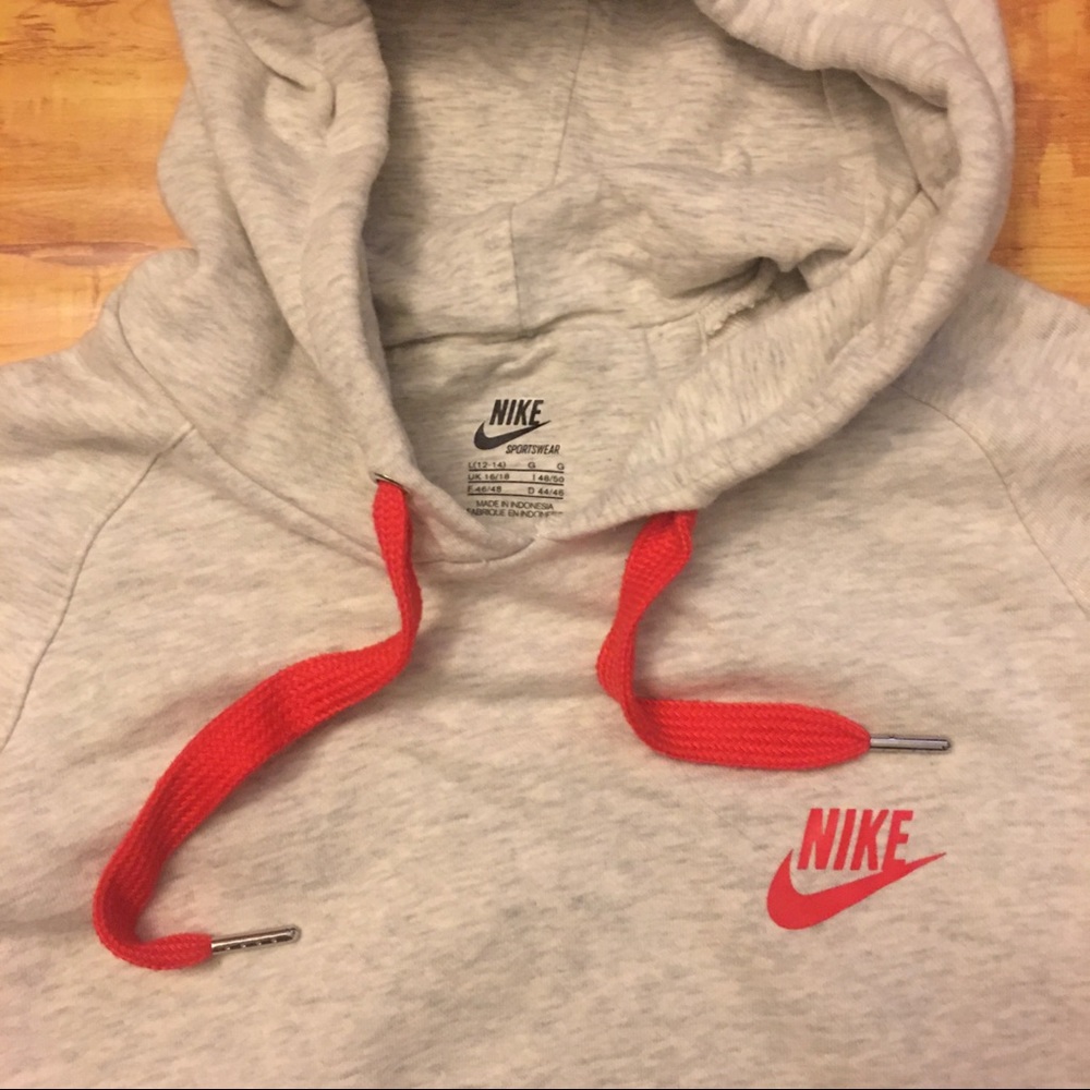 NIKE hoodie pearl grey/red like new Size Large